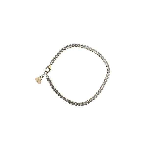 Samfa 7" Chain Round Tennis Bracelet Gold Tone - Picture 1 of 8